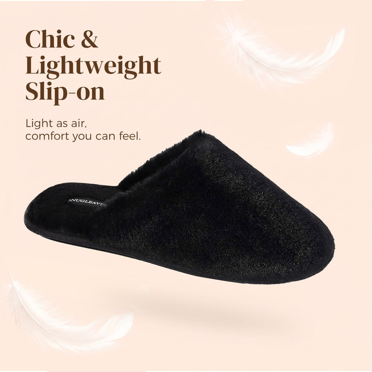Snug Leaves Women's Fuzzy Scuff Slippers Memory Foam Non-slip House Shoes