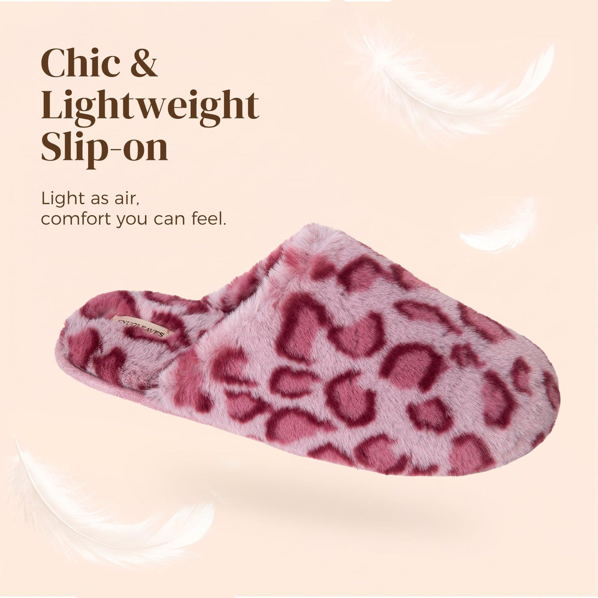 Snug Leaves Women's Fuzzy Scuff Slippers Memory Foam Non-slip House Shoes