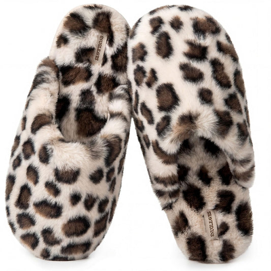 Snug Leaves Women's Fuzzy Scuff Slippers Memory Foam Non-slip House Shoes