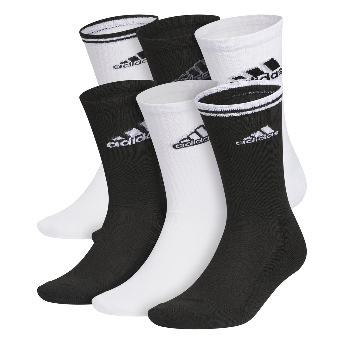 adidas Mens Athletic Crew Socks 6 Pairs Casual - White