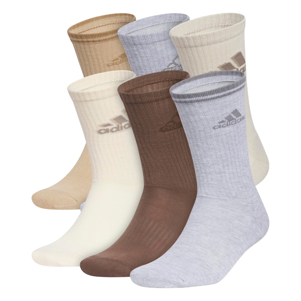 adidas Mens Athletic Crew Socks 6 Pairs Casual - White
