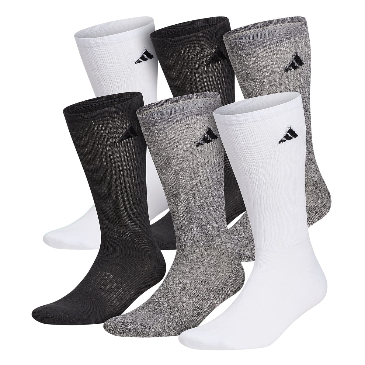 adidas Mens Athletic Crew Socks 6 Pairs Casual - White