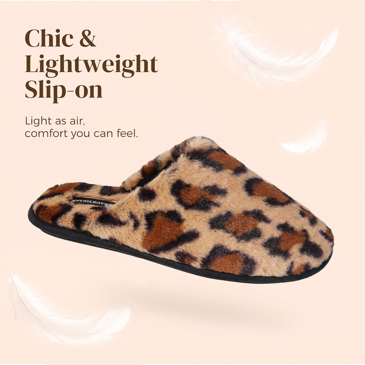 Snug Leaves Women's Fuzzy Scuff Slippers Memory Foam Non-slip House Shoes