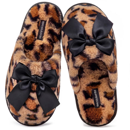 Snug Leaves Women's Fuzzy Scuff Slippers Memory Foam Non-slip House Shoes