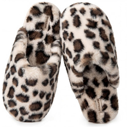 Snug Leaves Women's Fuzzy Scuff Slippers Memory Foam Non-slip House Shoes