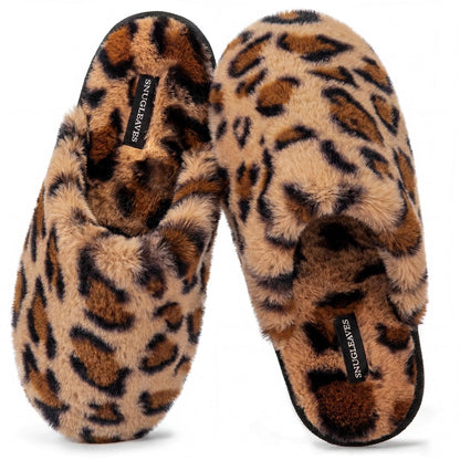 Snug Leaves Women's Fuzzy Scuff Slippers Memory Foam Non-slip House Shoes